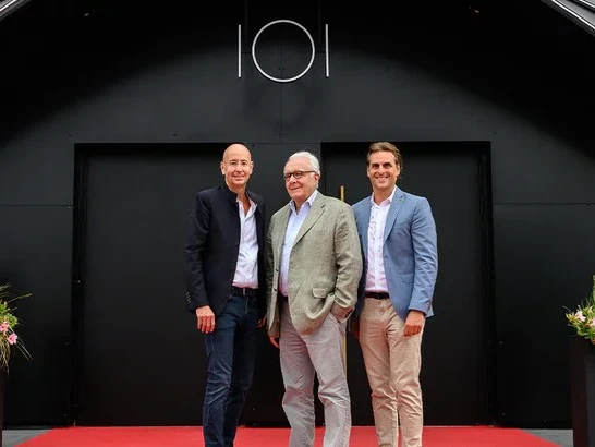 Star-Koch Alain Ducasse (Mitte) mit den Initiatoren Oliver Altherr (li.) und Thomas Mack (re.)