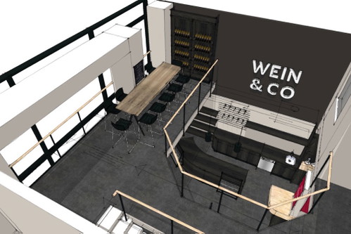 Renderings der neuen Wein&amp;Co.-Filiale auf der Landstraßer Hauptstraße.