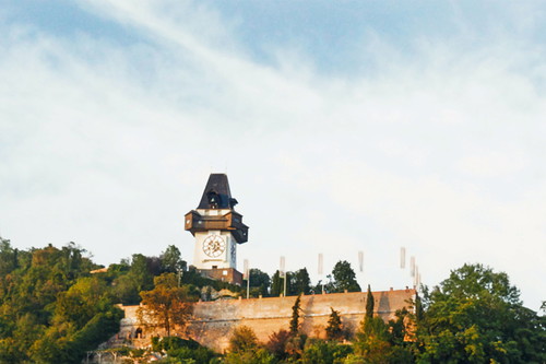 Der einmalige Grazer Uhrturm.