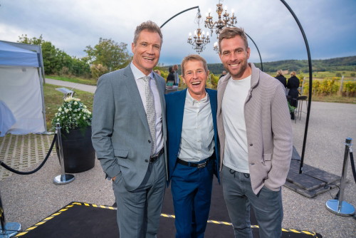 33 Jahre Weingut Hillinger Jubiläum, Weingut Leo Hillinger, Jois, Burgenland, 17.10.2023,
- 
Armin ASSINGER, Andi GOLDBERGER, Benjamin KARL