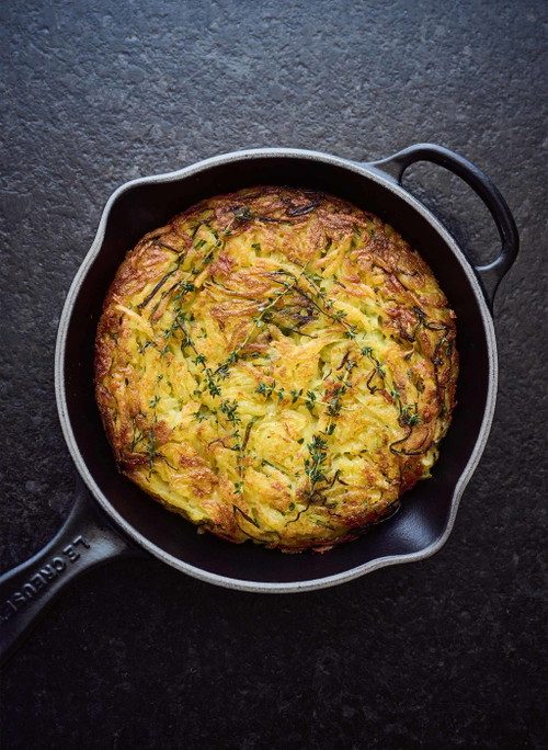 Kartoffel-Lauch-Rösti mit Thymian.