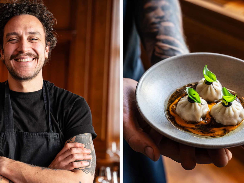 Fabian Fuchs mit seiner neuen Madame Sum Dumpling Kreation.