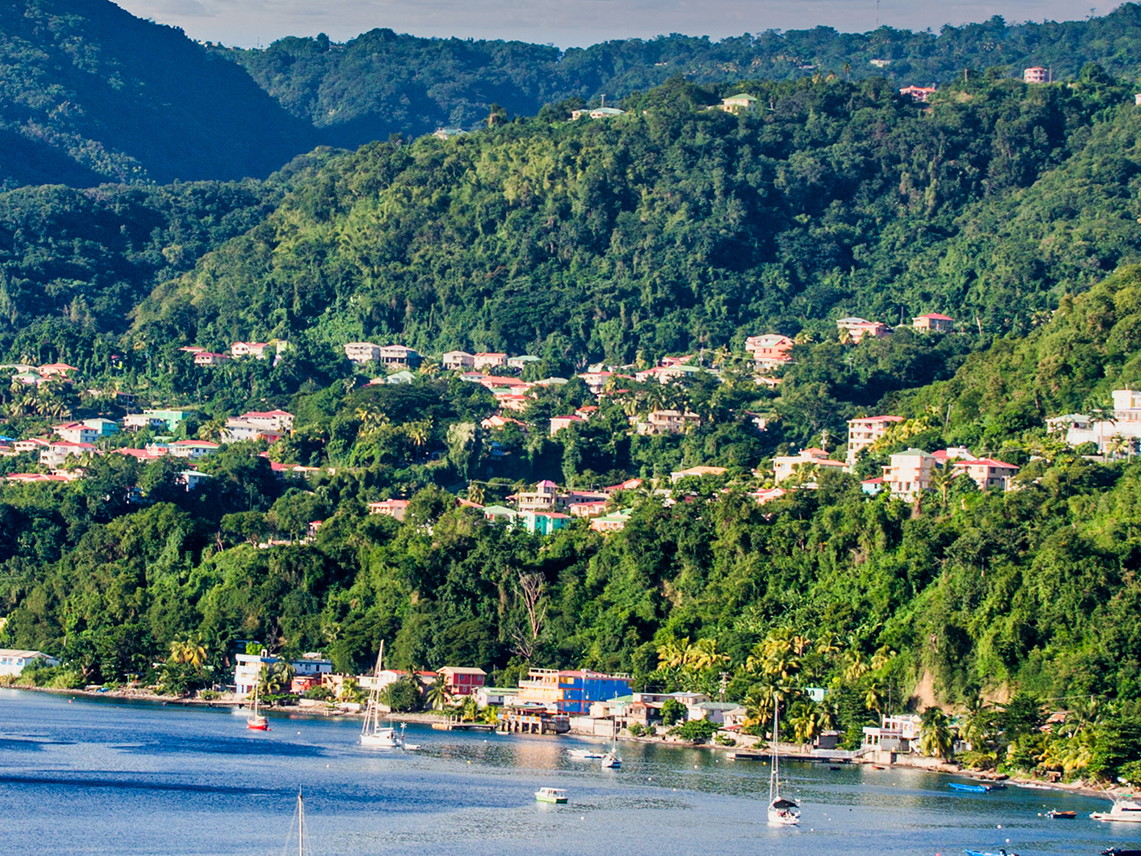 Blick auf Dominica, Karibik