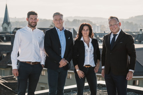 Geschäftsführer Lars Maeder mit den «Nido»-Gründern Lukas Uehlinger, Irene Uehlinger und Lorenz Furrer.