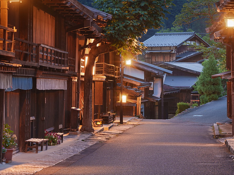Stadt Tsumago an der Nakasendo-Straße