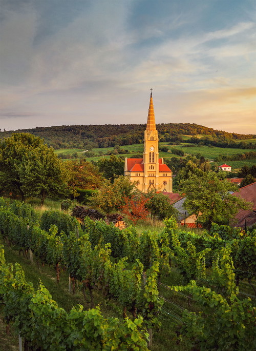 Die neugotische Kirche in Pöttelsdorf wurde in den Jahren 1900 und 1901 errichtet und flankiert die burgenländische Seite der Rosalia. 