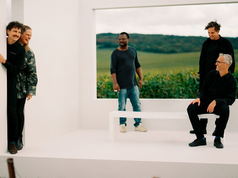 Andrea Bowers, Henrique Oliveira, Marcus Coates, Pascale Marthine Tayou und Thijs Biersteker im Weinberg von Ruinart in Taissy.