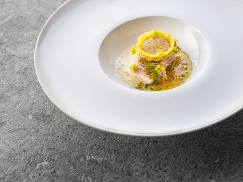 Saibling, Streckrübe, Safran &amp; Sauternes Restaurant aus dem «JAN».