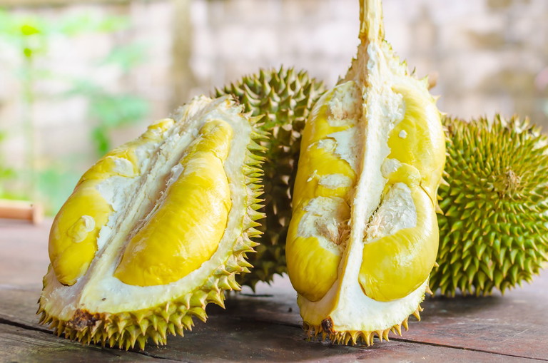 Durian, die »König der Früchte«, ist berüchtigt für ihren intensiven Geruch, doch das Fruchtfleisch ist süß und cremig. Liebhaber schwören auf ihren einzigartigen Geschmack.