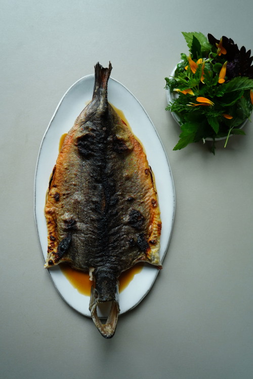 Der Klassiker im »Otto«: Bachsaibling, über Holzkohle gegrillt mit einem Garum aus Gräten.