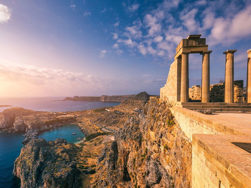 Lindos: with its white houses beneath the ancient acropolis, the town is considered one of the most beautiful in Greece.