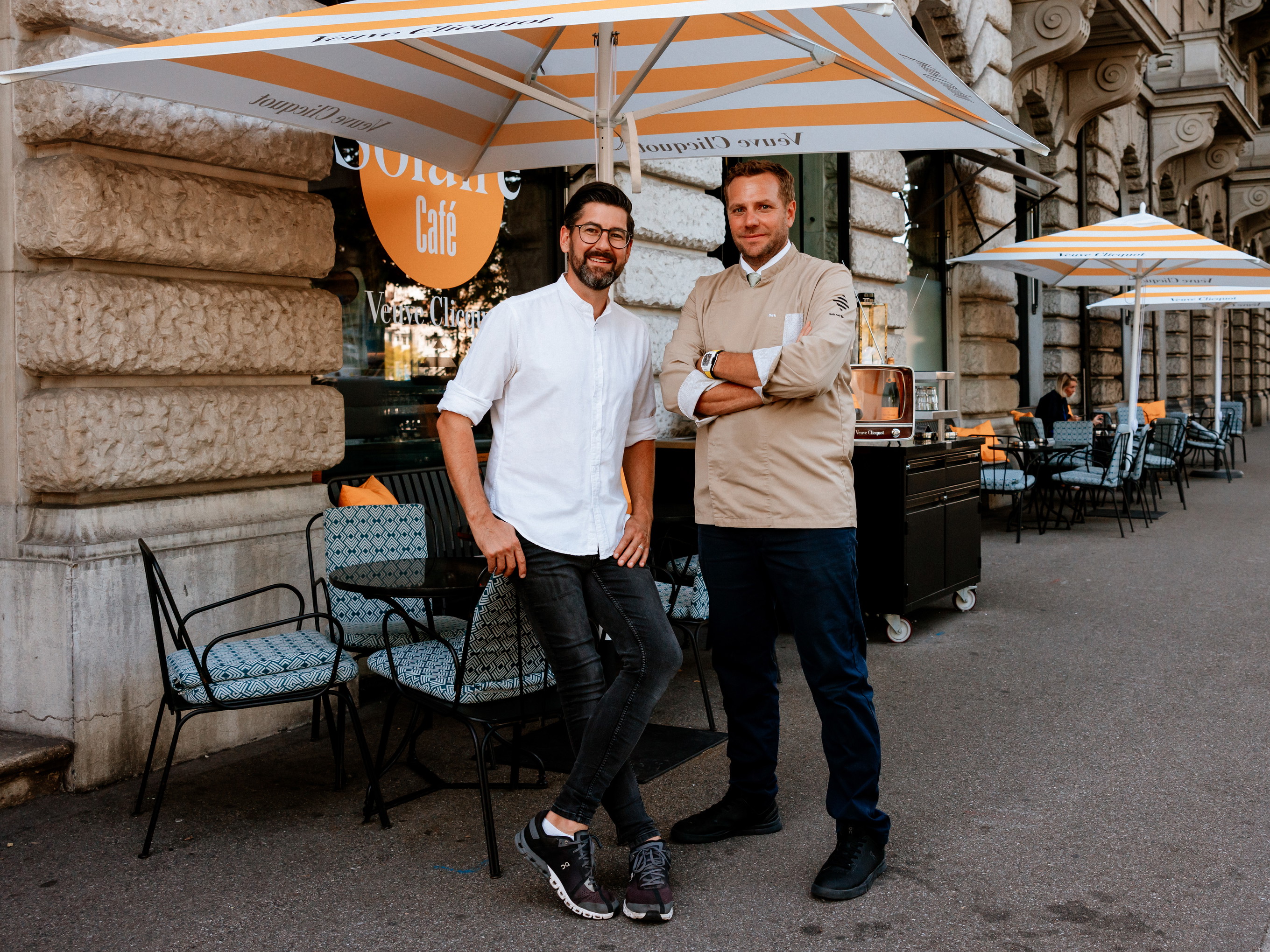 Sternekoch Adrian Bührer mit Dirk Hany.