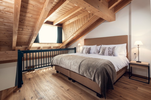Der Schlafbereich der Maisonette.