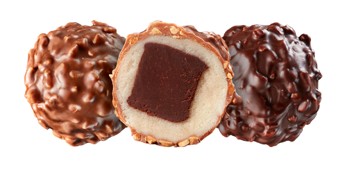 Im Inneren befindet sich ein dunkles Ganache-Herz und ein spezieller Marzipan.