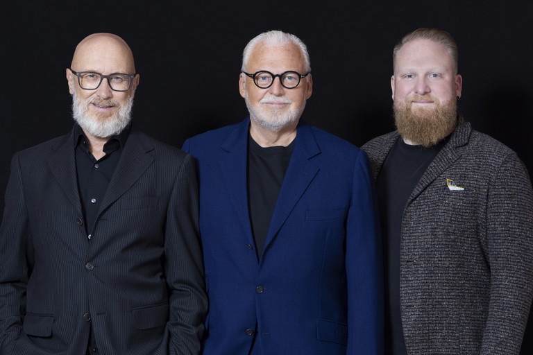 I tre soci di Falstaff Italia: da sx, Othmar Kiem, Wolfgang Rosam e Simon Staffler 