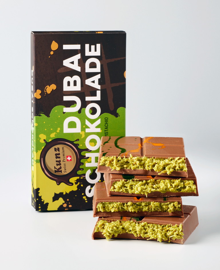 Die Dubai-Schokolade von Kunz wiegt 200g.