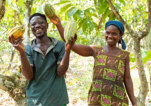 Die Kakaobauern Kofi und Kwati.
