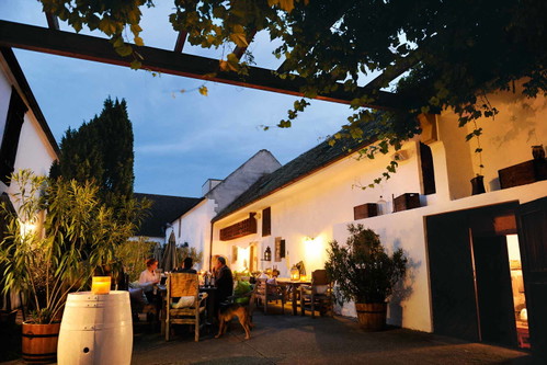 Der idyllische Heurige auf »Gut Oggau« von Stephanie und Eduard Tscheppe. 