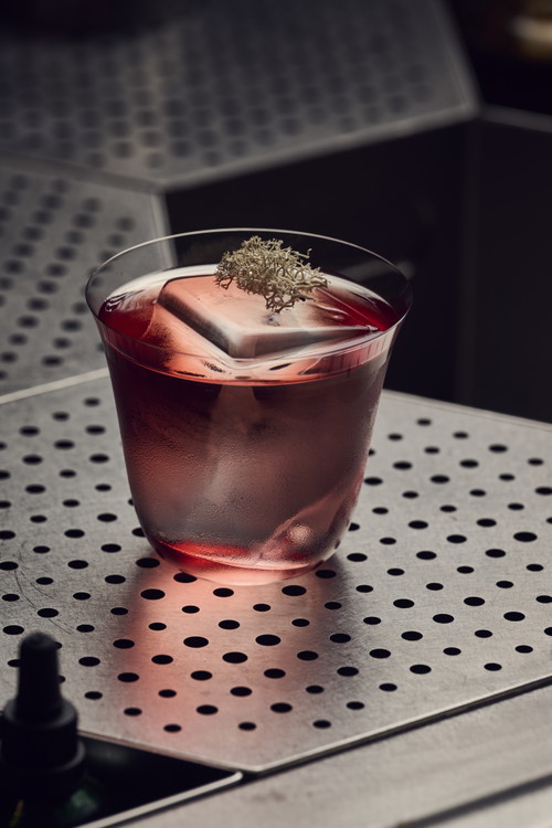 Night Forest inspired by Negroni: Moss / Puer Tea / Campari / Tio Peppe / Fino Sherry / Lillet Blanc.