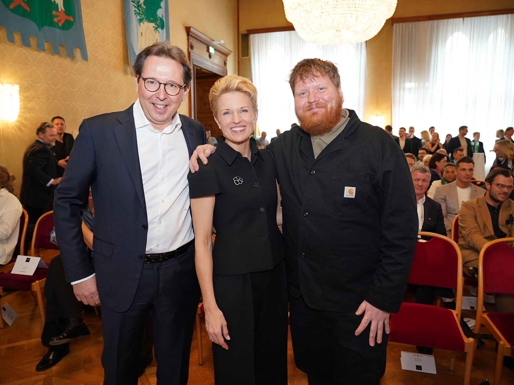 Heinz and Birgit Reitbauer with Chef of the Year Lukas Mraz.  