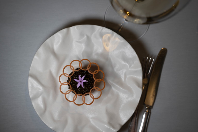Doughnut with Danish lobster and Rossini black label caviar
