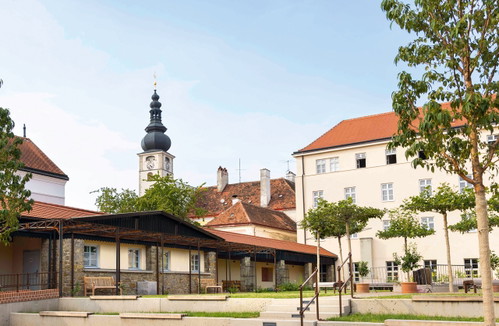 Ein Blick in den Alumnatsgarten, den die Stadt und die Diözese geöffnet und in eine kleine, grüne Oase in der Stadt verwandelt haben.