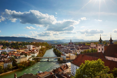 Steyrer Altstadt am Zusammenfluss Enns und Steyr.