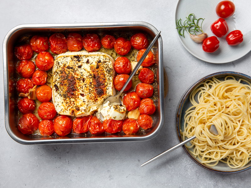 Bei der Baked-Feta-Pasta ist nicht unbedingt ein Topf nötig.