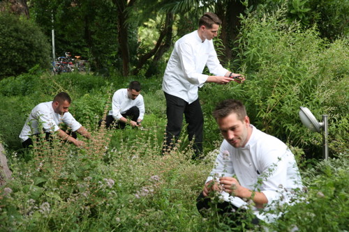 La brigata di cucina nell'orto