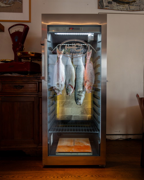 In solch einem Reifeschrank werden die Fische über mehrere Tage gelagert.