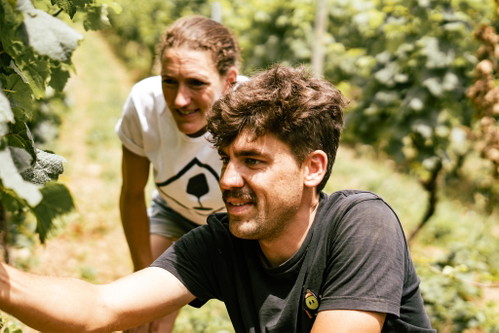 Riesling-Champions: Theresa Breuer und Außenbetriebsleiter Florian Moll.