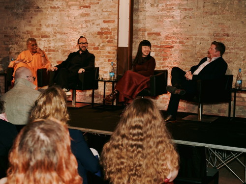 Lesley Lokko OBE, Maurizio Mucciola, Melodie Leung e Ben Dobbin alla presentazione