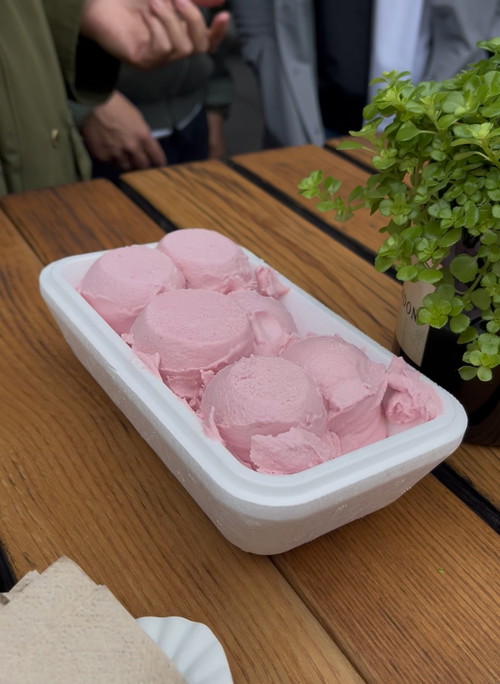 Laut Tim Raue das beste Eis der Welt: Himbeer-Joghurt von Eckhards Confiserie. 