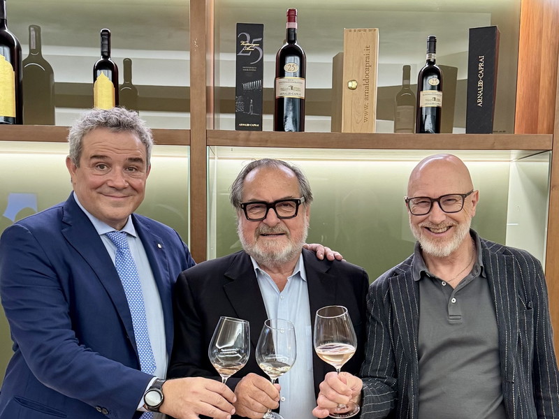 Marco Caprai, Michel Rolland und Falstaff Italien-Chefredakteur Othmar Kiem.