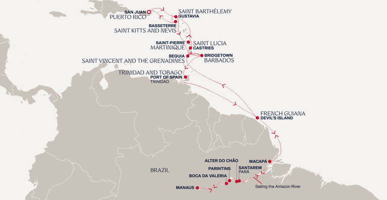 Zuerst Traum, dann Abenteuer: Kombinierte Karibik- und Amazonas-Kreuzfahrt.