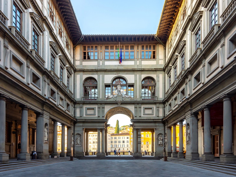 A symbol of cultural brilliance: The Uffizi houses masterpieces by Botticelli, da Vinci, and Michelangelo—and more than any other place, embodies the artistic wealth of the Renaissance city.