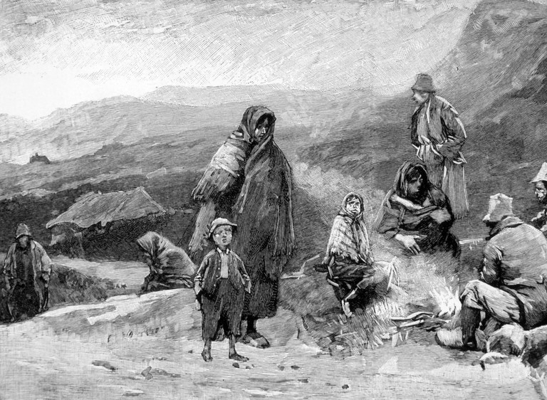 Irish farmers during the Great Famine, 1846.