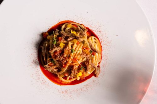 Spaghetto, anatra, peperone