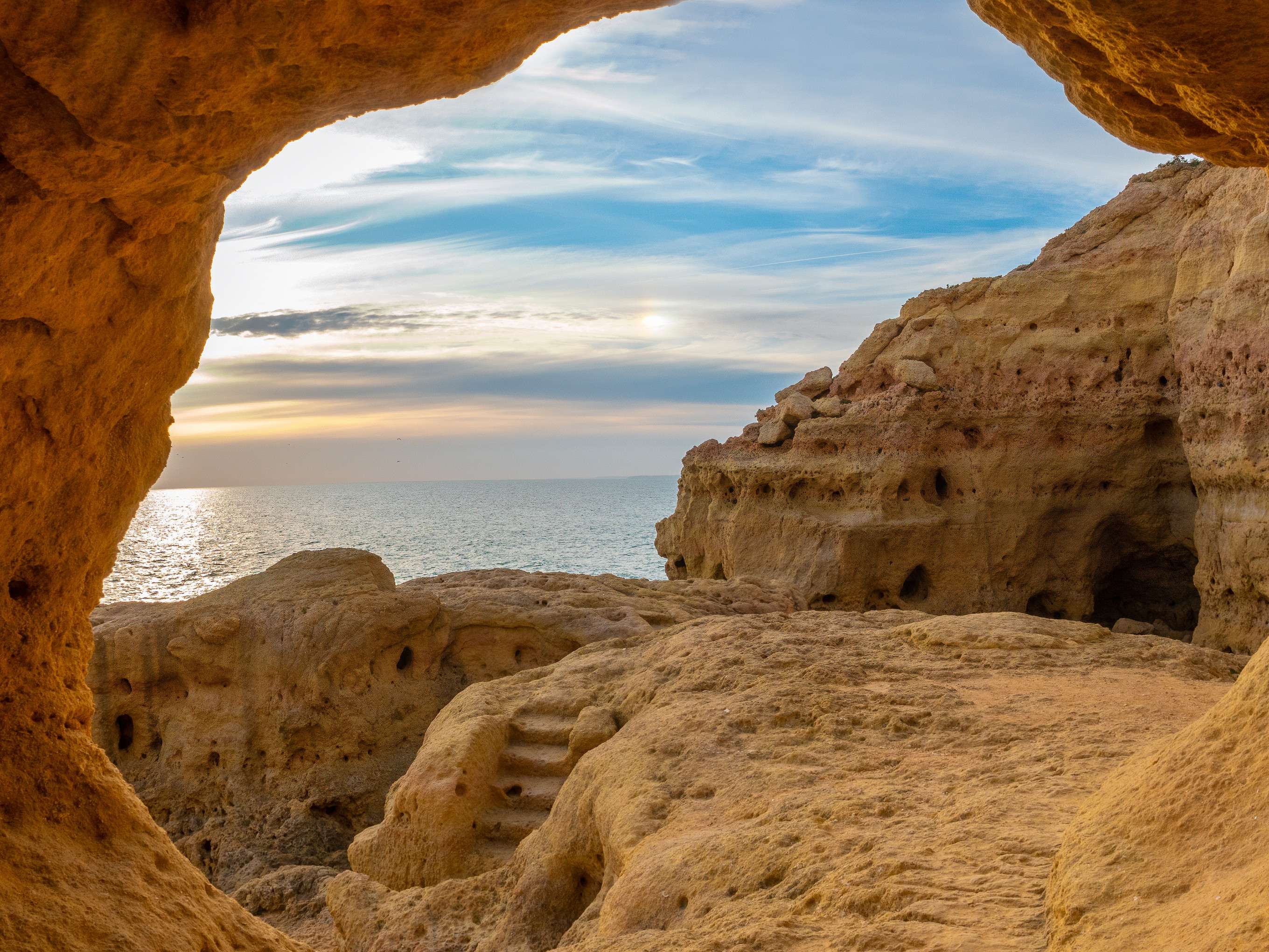 Natural caves in the Algarve, Portugal.