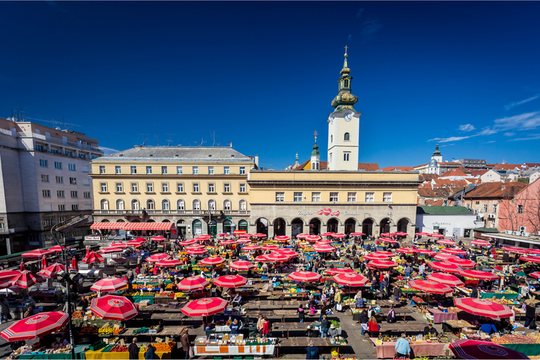 Dolac - Ein großer Markt mit vielen Ständen, die Blumen, Obst, Gemüse und Fleisch sowohl in Innen- als auch in Außenbereichen anbieten