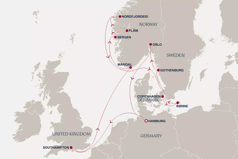Erleben Sie norwegische Fjorde und Ostsee-Städte auf dieser Kreuzfahrt und Erholungszeit auf dem Abstecher nach Southampton.