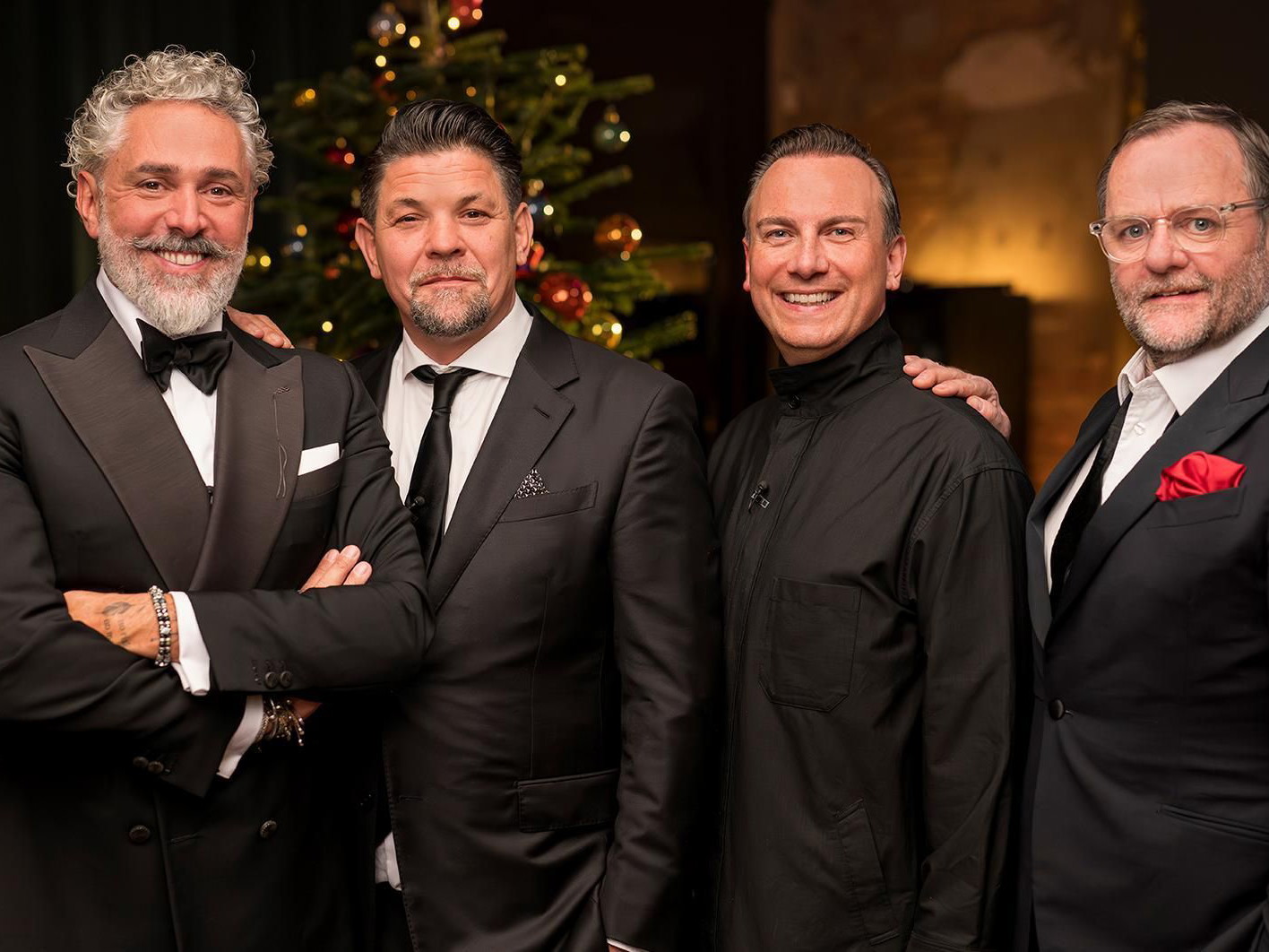 Roland Trettl mit Tim Mälzer, Tim Raue und Sepp Schellhorn