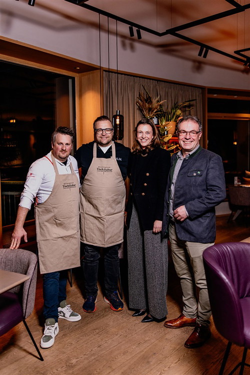 Roland Huber mit Michael Kolm, Amelie Seilern-Aspang und Tom Bauer. 