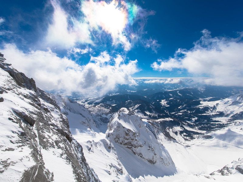 Das Dachsteinmassiv ist Dauergast im Hintergrund.