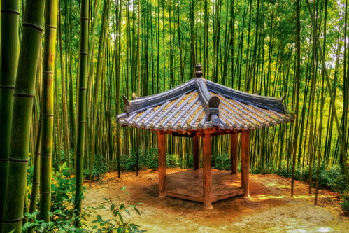 Südkorea Damyang Pagode im Bambuswald