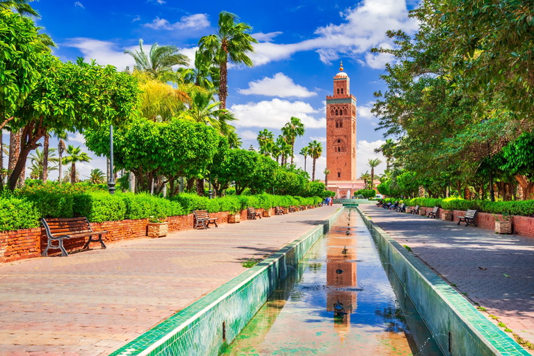 Marrakesch: Die Koutoubia Moschee Minarett im Medina Viertel