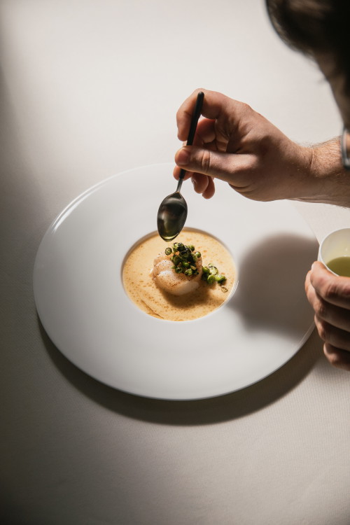 Cod · Peas · Dashi

