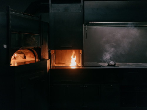 Fire kitchen at the "Doubek" restaurant in Vienna