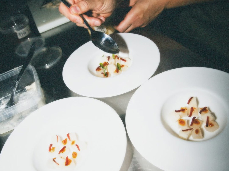 Scallop, nashi pear, and broth.