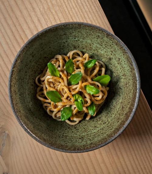 Chilled Buckwheat Noodles, Sunflower Seed Miso, Swedish Szechuan Peppercorn